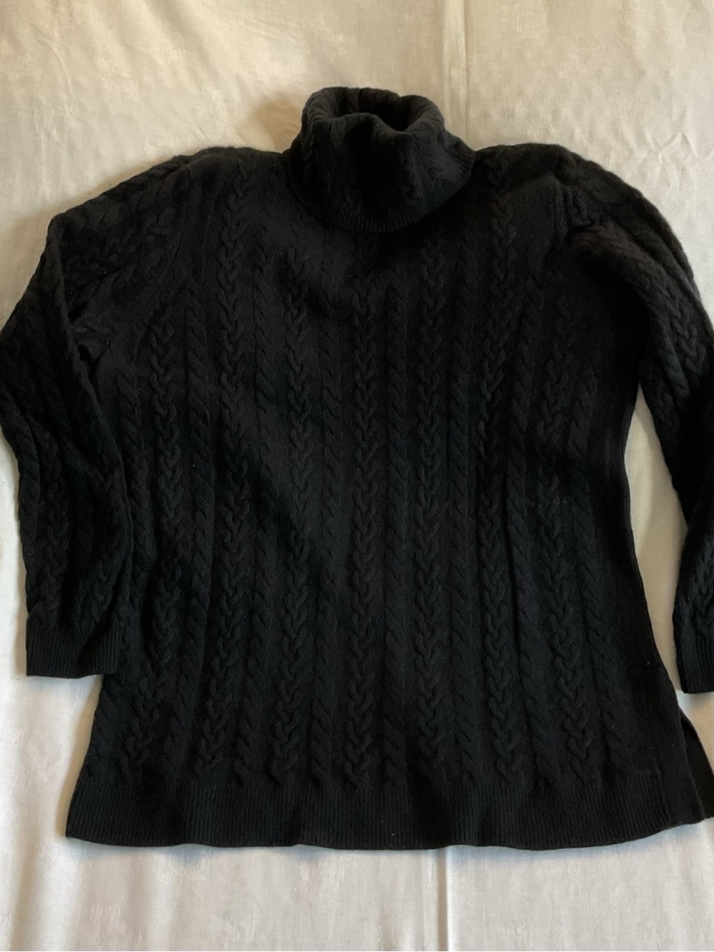 Talbots Black Cable-Knit Turtleneck Sweater